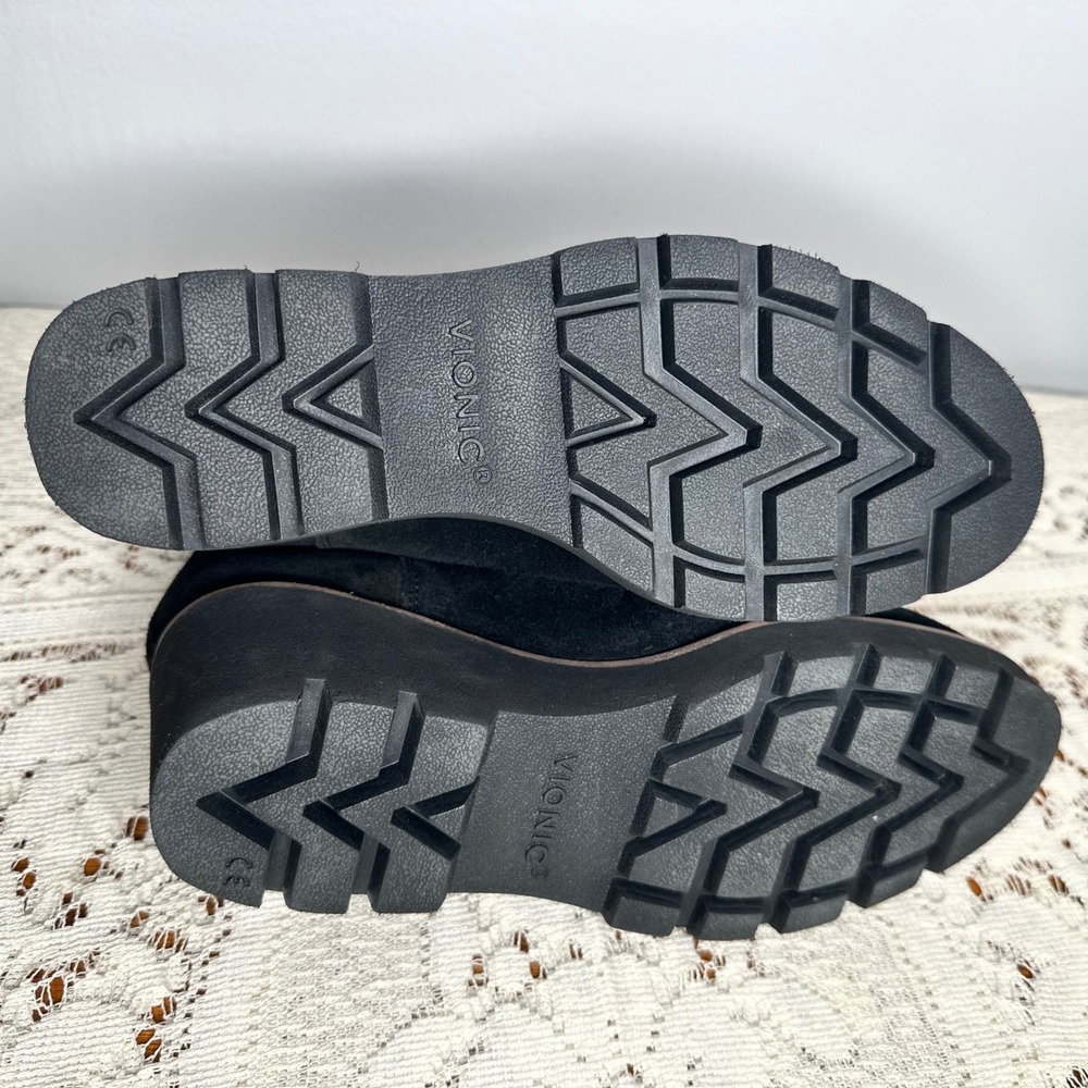 Vionic Hazal Black Suede Water Repellent Wedge Ankle Boots Womens 6.5 - Picture 6 of 11